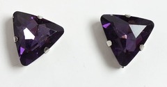 Стразы пришивные стекло в оправе "Треугольник", р. 18 мм, тёмно-сиреневый