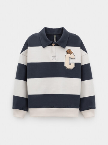 джемпер  для мальчика  КР 302898/св.бежевый,тем.синий,полоска к574