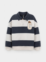 джемпер  для мальчика  КР 302898/св.бежевый,тем.синий,полоска к574