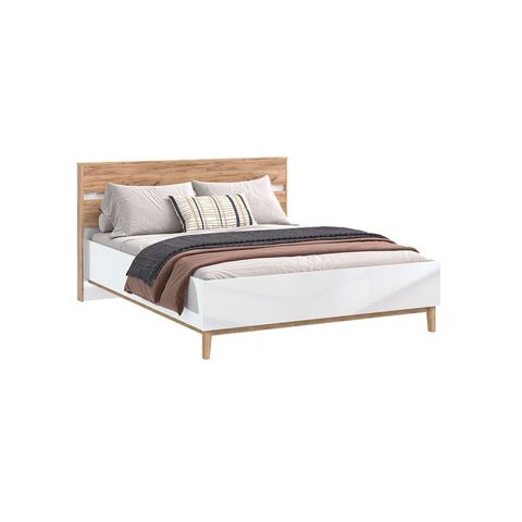 Кровать Кельн 1,6м (ортопед дерево) (Белый Глянец, Дуб Крафт)