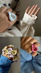 84545 -Кольцо крупное, цветок КАЛЛА (CALLA) в стилистике POISON DROP с эмалью