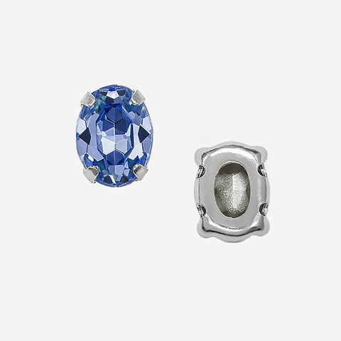 Кристалл Овал (Oval Fancy Stone) в цапах, оттенок "Сапфир"/"Sapphire", 8*6мм, родирование
