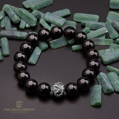 Браслет "Дракон". Чёрный нефрит. Д 12мм.