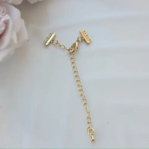 Замочек карабин с коннектором 10*5 мм для многорядных колье, 3 нити, позолота. З073