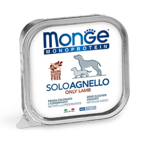 Купить Monge Monoprotein Solo Manzo Only Lamb Монобелковый паштет с ягненком для взрослых собак всех пород 150 гр