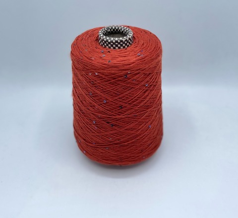 Бобинная пряжа (пр.Италия).art-Paillettes 500/100гр, 100%Меринос+пайетка, цвет-Терракот, арт.27601