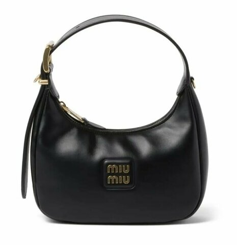 Кожаная сумка-хобо Miu Miu черный