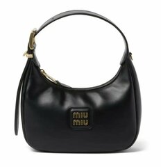 Кожаная сумка-хобо Miu Miu черный