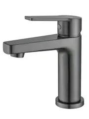 Aquatek AQ1710BGM AQ1710BGM ЛУГАНО смеситель для раковины 106 без донного клапана, оружейная сталь (шлиф. черный хром) фото