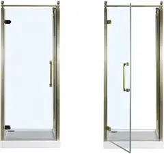 Aquanet 184914 Компл.2 - NBB1221 L Душевая шторка BETA CUBE CLASSIK (900 х 900 х2000) золото,стекло прозрачное 8 мм (184914) фото