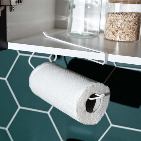 Держатель для кухонных бумажных полотенец Mejram, цвет: белый, материал: металл, размер: 26*9*11 см.