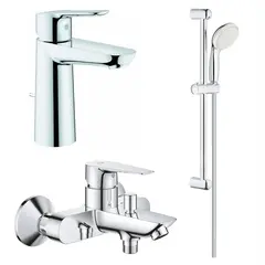 GROHE 1000180 1000180 Набор для душа BauEdge: Смеситель для рак (23758000), Смеситель для ванны (23604001), Tempesta 100 II Душ. гарнитур 5.7 (27598001), хром фото