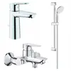 GROHE 1000180 1000180 Набор для душа BauEdge: Смеситель для рак (23758000), Смеситель для ванны (23604001), Tempesta 100 II Душ. гарнитур 5.7 (27598001), хром