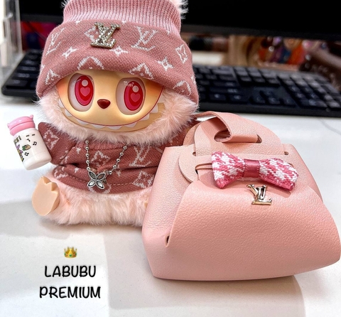 Игрушка брелок LABUBU premium LV розовая с сумкой
