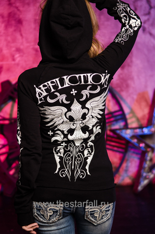 Affliction | Худи женское MARIA Black AW14987 спина на модели