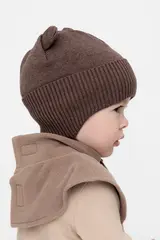 шапка  для мальчика  КВ 20374/коричневый меланж
