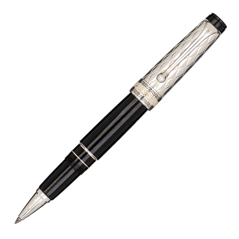 Ручка-роллер Aurora Optima Riflessi Sterling Silver Cap Black Barrel, в подарочной коробке Ручка-роллер Aurora Optima Riflessi Sterling Silver Cap Black Barrel, в подарочной коробке