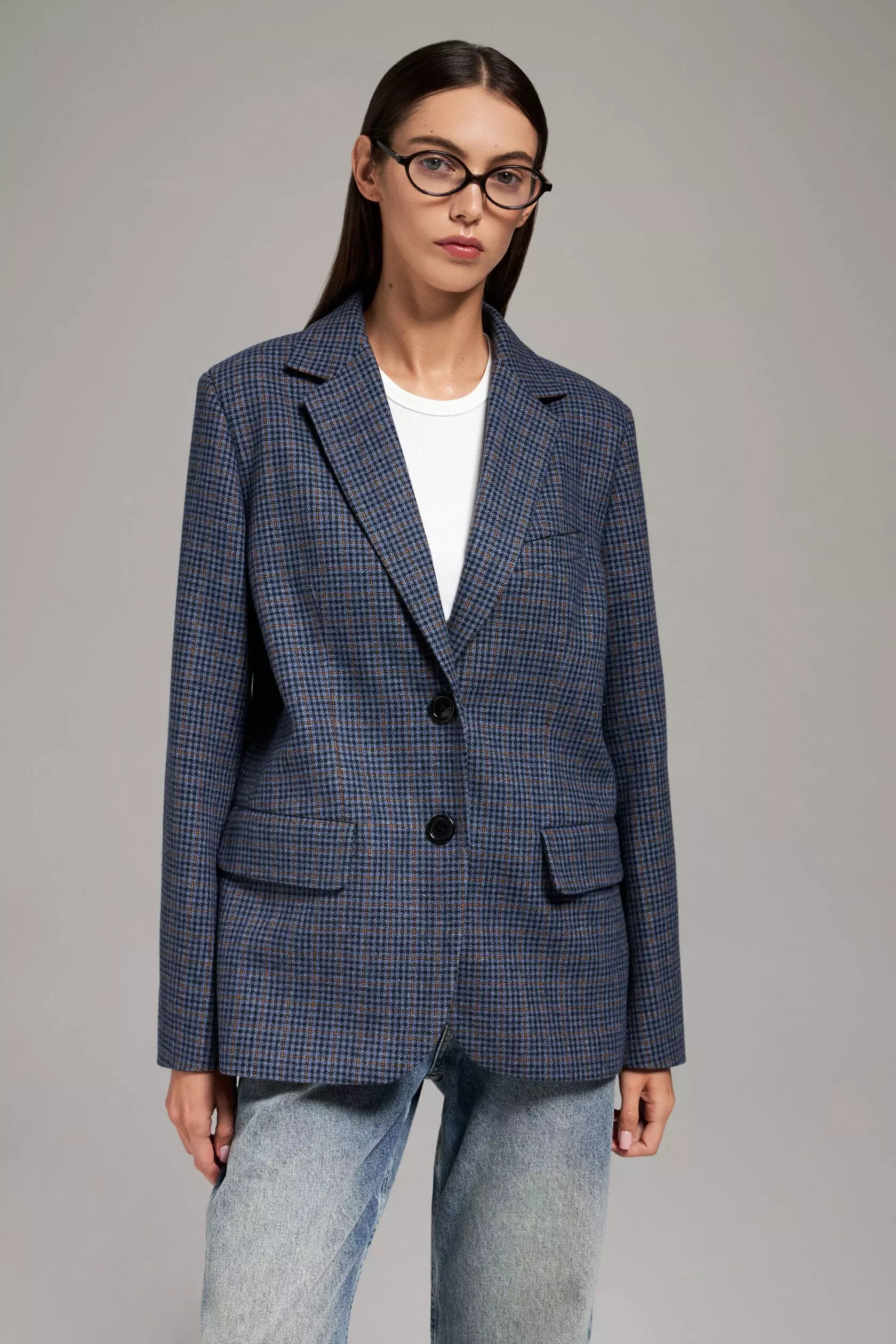 Жакет в клетку, Синий