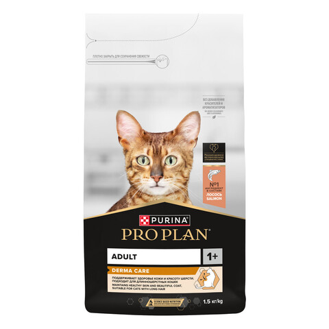 Pro Plan сухой корм для взрослых кошек для шерсти (лосось) 1,5кг