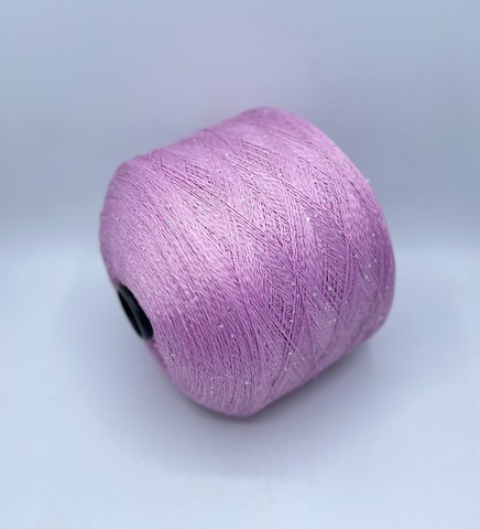 Бобинная пряжа (пр.Италия),Linette Pailletes, 450/100гр, 80% Лен, 20% Полиэстер(пайетка), цвет-Розовый+пайетка. арт.36725