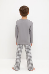 пижама  для мальчика  К 1600/холодный серый,клетка