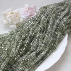 Хрусталь (стекло) граненный, кубик, серо-зелёный, 6 мм, 1 нить, К215