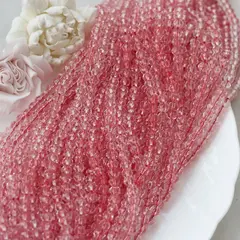 Бусины стеклянные прозрачно-розовые 