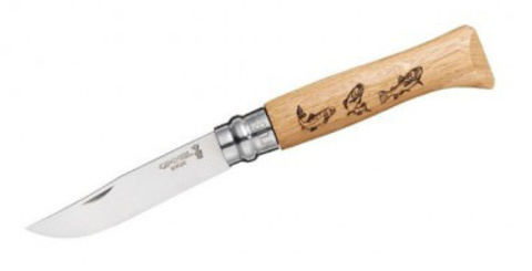 Нож складной перочинный Opinel Animalia Форель 8VRI, 190 mm, дерево (001625)