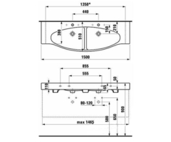 813706 УМЫВАЛЬНИК-СТОЛЕШНИЦА ДВОЙНОЙ LAUFEN PALACE 150