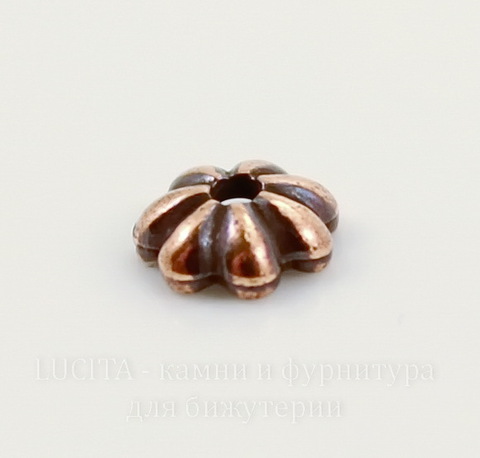 Шапочка для бусины TierraCast "Лепестки" (цвет-античная медь) 5х2 мм