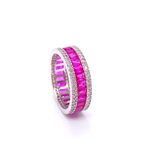 40027 - Кольцо-дорожка из серебра с розовыми цирконами