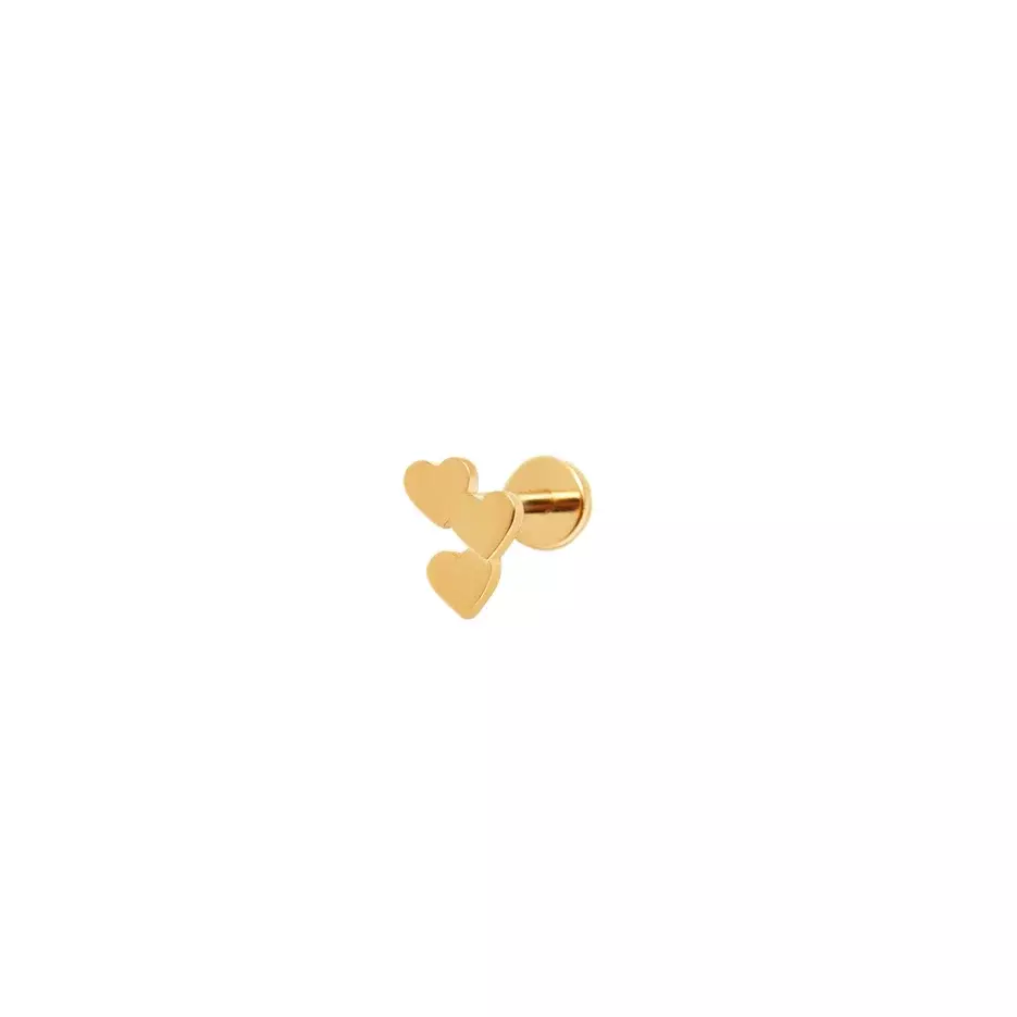 Лабрет Plain Triple Love Stud Earring - Gold