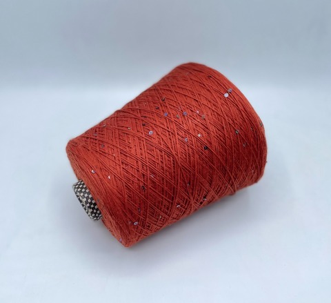 Бобинная пряжа (пр.Италия).art-Paillettes 500/100гр, 100%Меринос+пайетка, цвет-Терракот, арт.27601