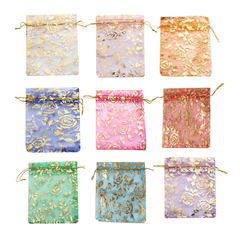 Подарочные мешки Basir из органзы, с золотистым рисунком, 14*20 см, ассорти