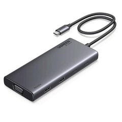 USB-хаб UGREEN CM639 (35588) Revodok 8-в-1 4K@60Hz 2*HDMI & VGA & 2*USB-C & 2*USB-A & PD Adapterсерый