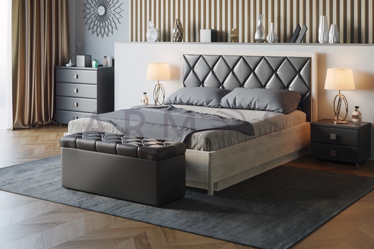 кровати с отделкой из кожи