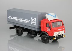 KAMAZ-5325 flatbed truck with tarpaulin Sovtransavto metal spoiler Elecon 1:43