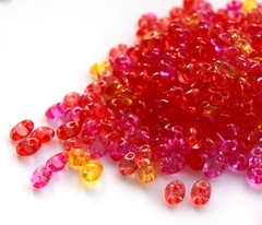 Бисер Twin Микс №17 желто-красно-розовый прозрачный