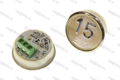Кнопка (кнопочный модуль) BBP-R331-CMPLT-D-W "15 этаж", круглая, динамическая белая подсветка, Брайль.