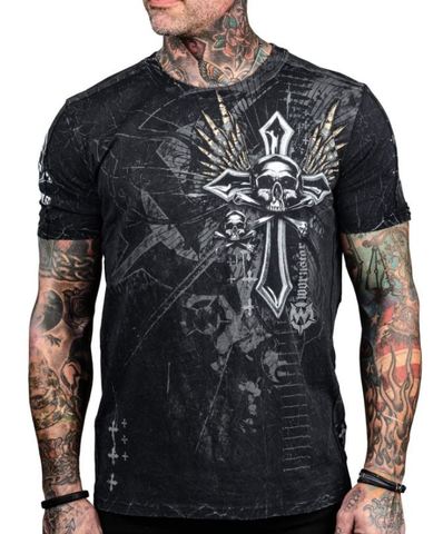 Wornstar | Футболка мужская BULLET SAINT W125 с крестом перед