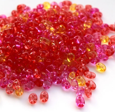 Бисер Twin Микс №17 желто-красно-розовый прозрачный
