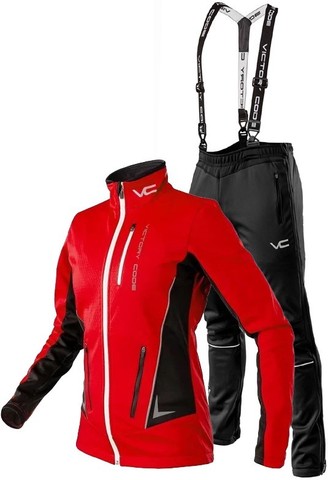 Утеплённый лыжный костюм 905 Victory Code Speed Up wo's Red с лямками женский