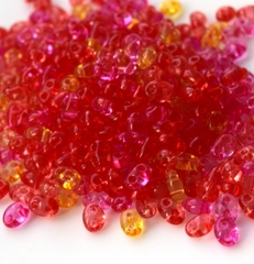 Бисер Twin Микс №17 желто-красно-розовый прозрачный