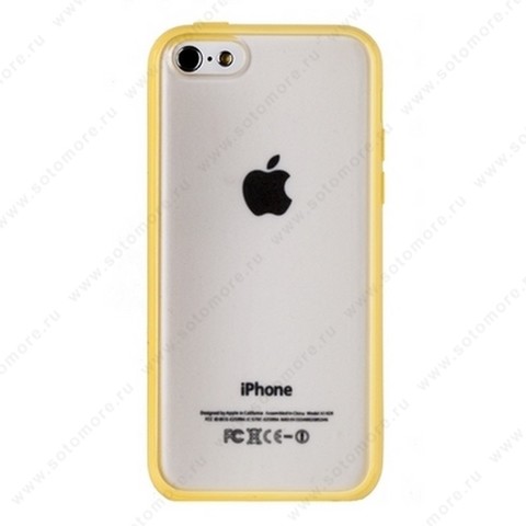 Накладка для iPhone 5C с прозрачной задней стенкой желтая