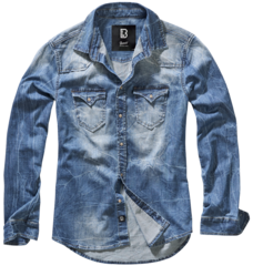 Brandit RILEY DENIM SHIRT LONG SLEEVE denim blue