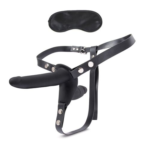 Женский страпон с вагинальной пробкой Silicone Strap-on Harness Dildo - 13,3 см. - Lux Fetish LF1810