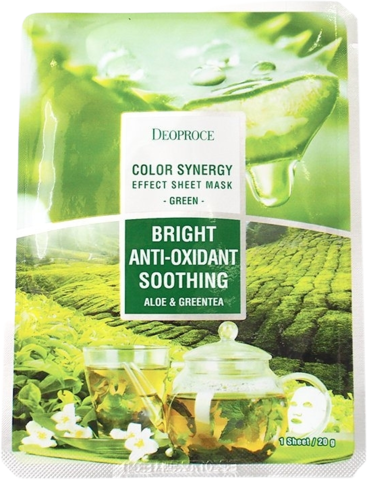 Deoproce Sheet Маска тканевая на основе экстрактов алоэ и зеленого чая Deoproce Color Synergy Effect Sheet Mask Green 20 г