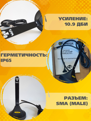 СОТОВАЯ АНТЕННА WIFI КРУГОВАЯ НА МАГНИТНОМ ОСНОВАНИИ ТРИАДА- 2430antenna.ru