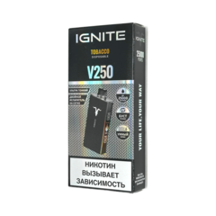 Одноразовая электронная сигарета Ignite V250 Black - Tobacco (25000 затяжек)