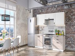 Прямая модульная кухня Лофт-05 Super White/Cappuccino Veralinga - Белый 2140*1800*600